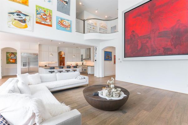 Interior, Kitchen, Living room, Pendant Lights, Recessed Lighting, Stainless Steel Appliances, Wood Texture Flooring
