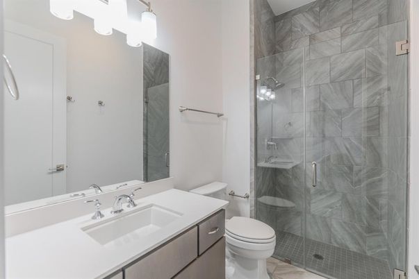 Bathroom, Glass Shower, Interior, Marble Walls