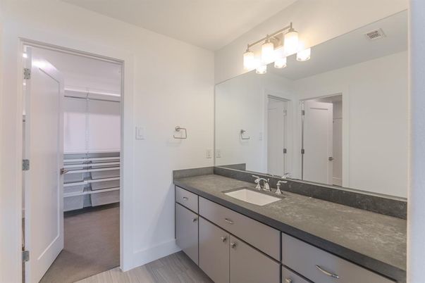Bathroom, Dual Sink Vanities, Interior, Walk-in Closets, Wood Texture Flooring