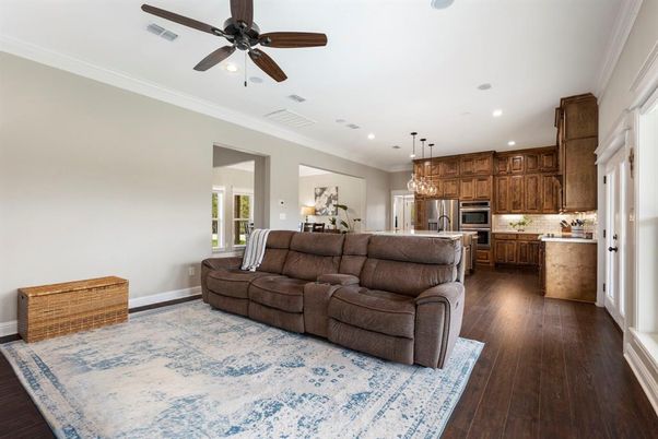 Interior, Kitchen, Living room, Pendant Lights, Recessed Lighting, Stainless Steel Appliances, Wood Texture Flooring