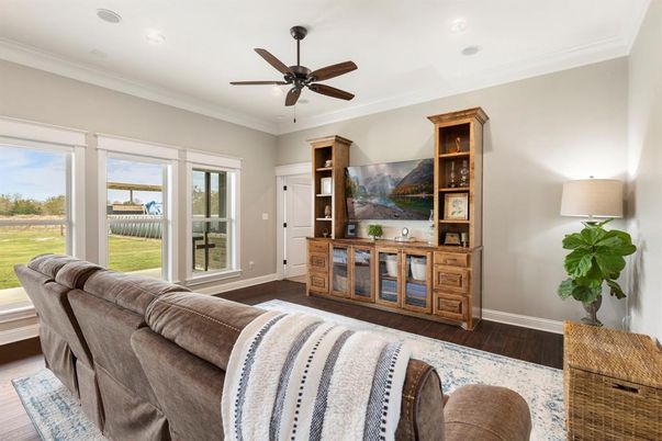 Interior, Living room, Recessed Lighting, Wood Texture Flooring