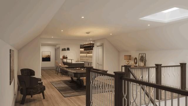 Chandelier, Dining room, Interior, Pendant Lights, Recessed Lighting, Wood Texture Flooring