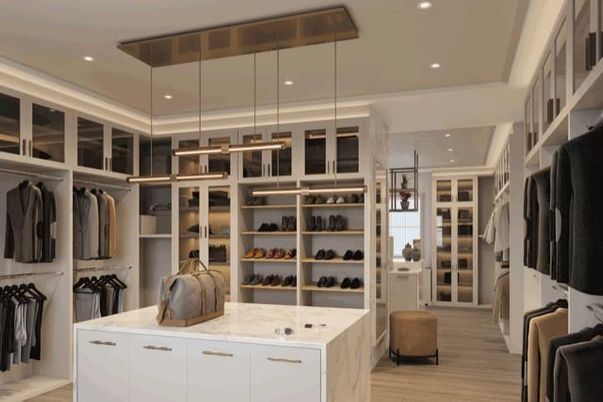 Interior, Pendant Lights, Recessed Lighting, Walk-in Closets, Wood Texture Flooring