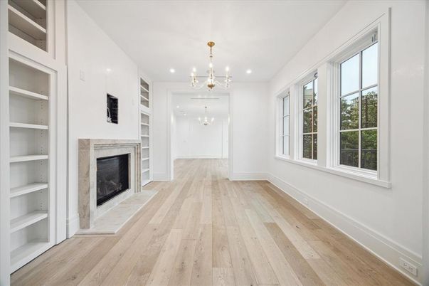 Chandelier, Fireplace, Interior, Pendant Lights, Recessed Lighting, Wood Texture Flooring