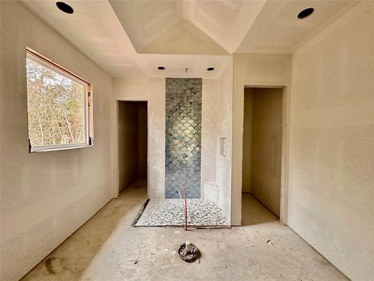 Empty room, Interior, Recessed Lighting, Stone Walls