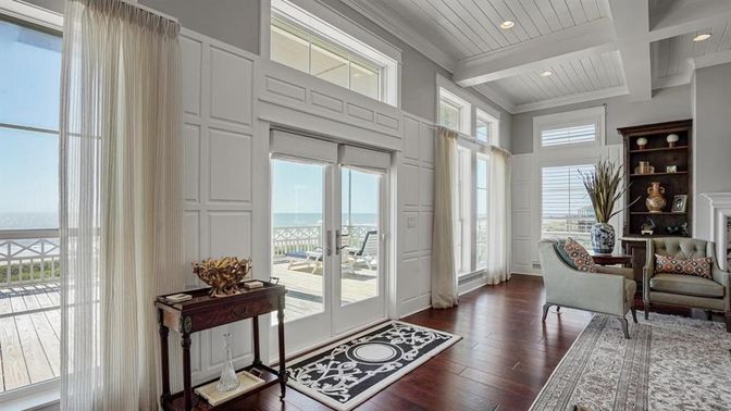 Fireplace, Interior, Recessed Lighting, Water, Wood Texture Flooring