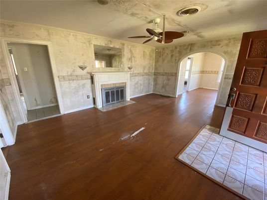 Empty room, Fireplace, Interior, Wood Texture Flooring
