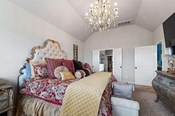 Bedroom, Chandelier, Interior