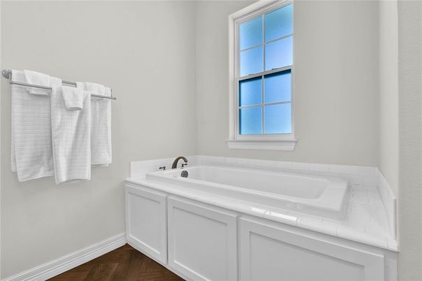 Bathroom, Interior, Tile Countertops, Wood Texture Flooring