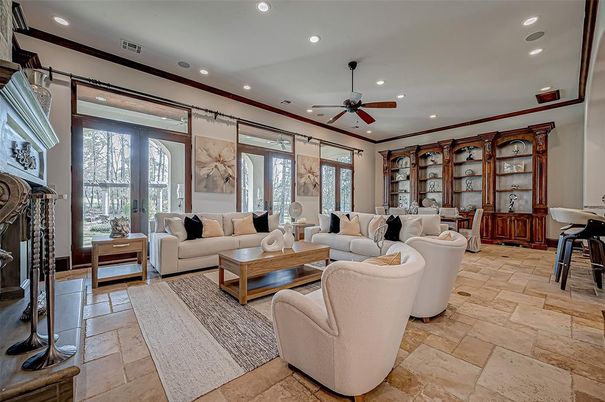 Fireplace, Interior, Living room, Recessed Lighting