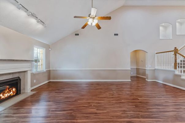 Empty room, Fireplace, Interior, Wood Texture Flooring