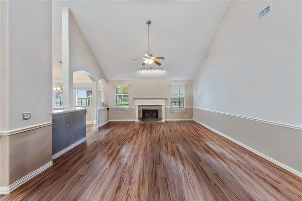Empty room, Fireplace, Interior, Wood Texture Flooring