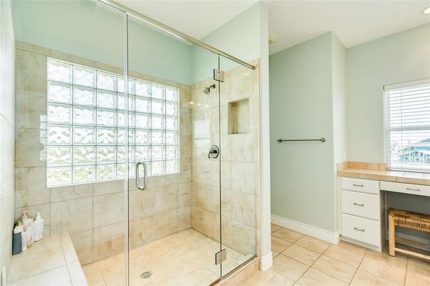 Bathroom, Glass Shower, Interior, Recessed Lighting