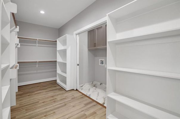 Interior, Marble, Recessed Lighting, Walk-in Closets, Wood Texture Flooring