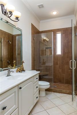 Bathroom, Glass Shower, Interior, Recessed Lighting