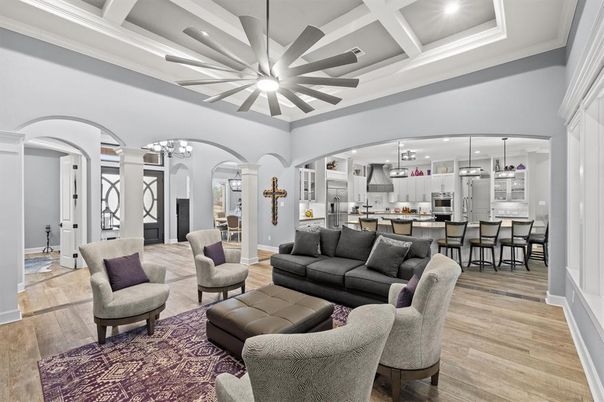 Interior, Kitchen, Living room, Pendant Lights, Recessed Lighting, Stainless Steel Appliances, Wood Texture Flooring