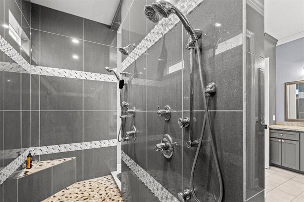 Bathroom, Glass Shower, Interior, Recessed Lighting