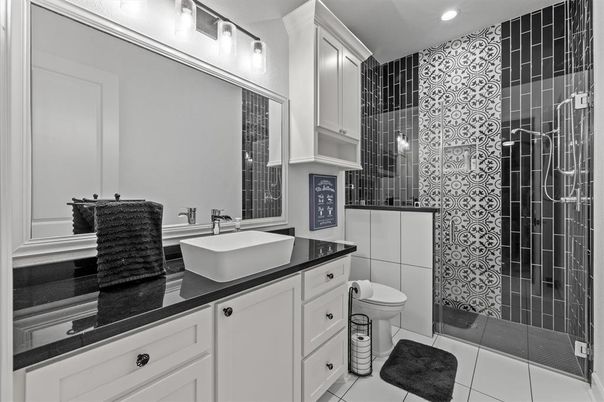 Bathroom, Glass Shower, Interior, Recessed Lighting