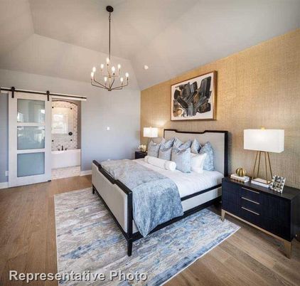Bedroom, Chandelier, Interior, Pendant Lights, Wood Texture Flooring