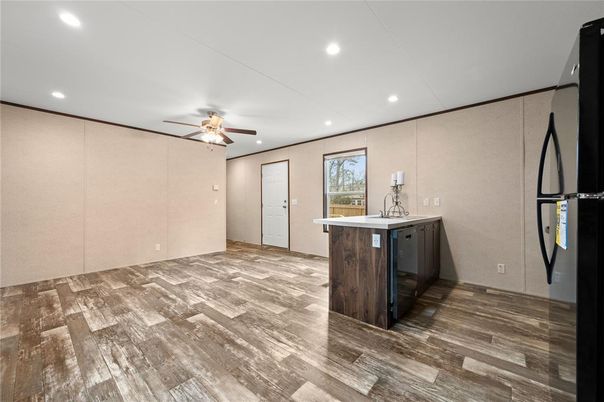 Interior, Kitchen, Recessed Lighting, Wood Texture Flooring
