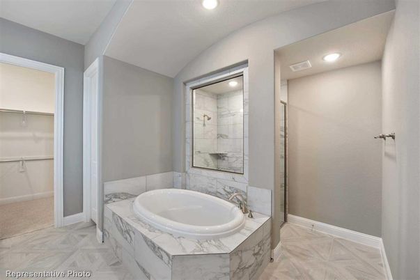 Bathroom, Glass Shower, Interior, Marble, Marble Walls, Recessed Lighting