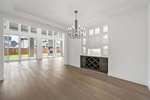 Chandelier, Empty room, Interior, Pendant Lights, Wood Texture Flooring