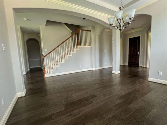 Chandelier, Empty room, Interior, Wood Texture Flooring