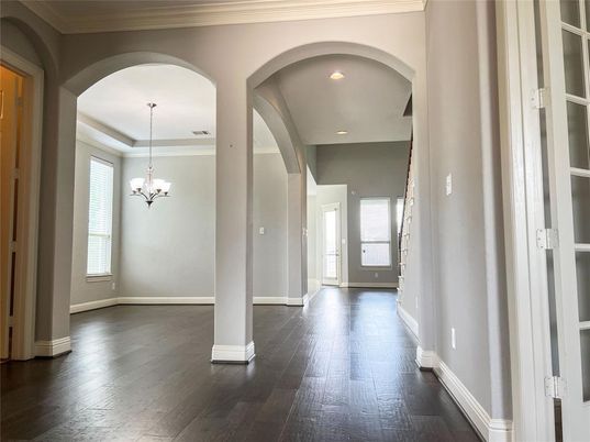 Chandelier, Interior, Recessed Lighting, Wood Texture Flooring
