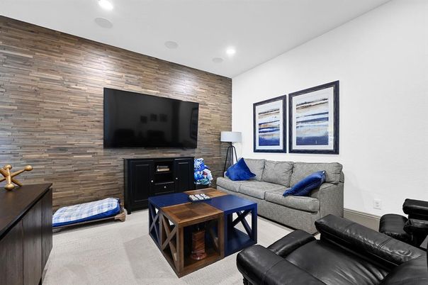 Interior, Living room, Recessed Lighting, Wooden Walls