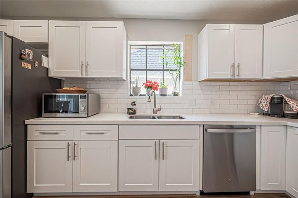 Interior, Kitchen, Stainless Steel Appliances, Wood Texture Flooring
