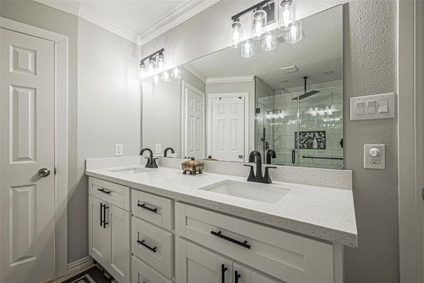 Bathroom, Dual Sink Vanities, Glass Shower, Interior