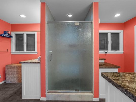 Bathroom, Glass Shower, Interior, Recessed Lighting