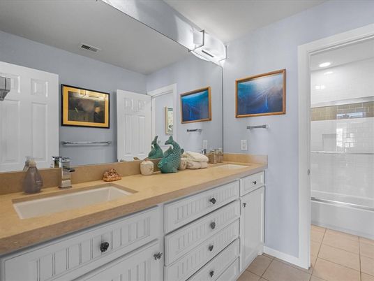 Bathroom, Dual Sink Vanities, Glass Shower, Interior, Recessed Lighting