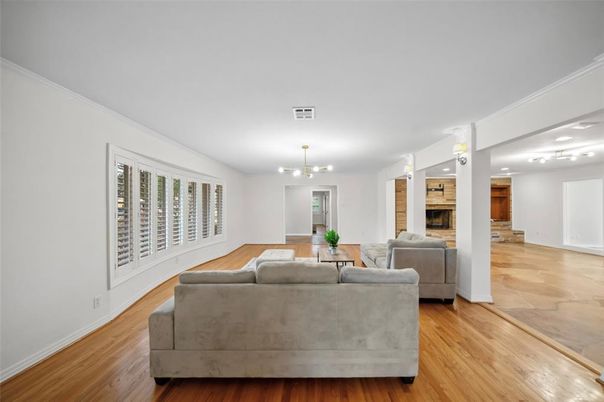 Fireplace, Interior, Living room, Pendant Lights, Wood Texture Flooring
