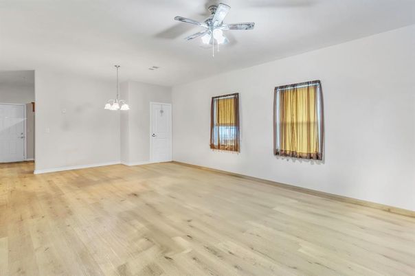 Empty room, Interior, Pendant Lights, Wood Texture Flooring