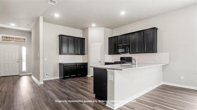 Interior, Kitchen, Recessed Lighting, Wood Texture Flooring