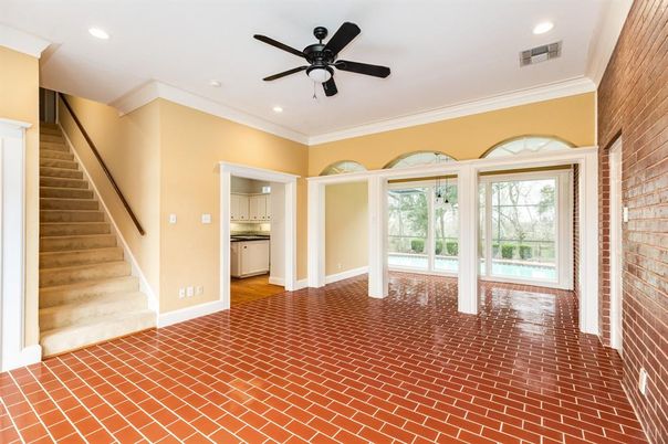 Empty room, Interior, Recessed Lighting, Stone Walls