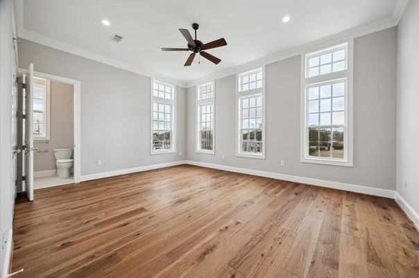 Bathroom, Empty room, Interior, Recessed Lighting, Wood Texture Flooring