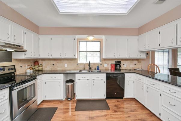 Interior, Kitchen, Stainless Steel Appliances, Wood Texture Flooring