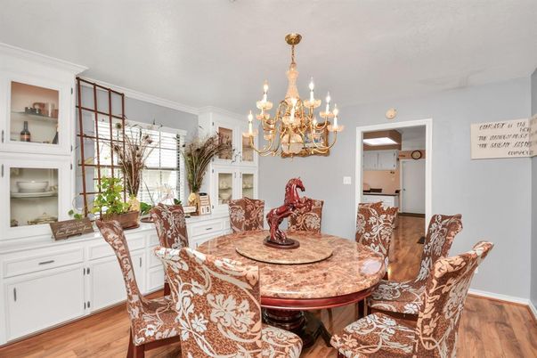 Chandelier, Dining room, Interior, Wood Texture Flooring