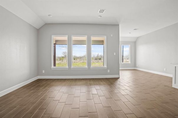 Empty room, Interior, Recessed Lighting, Wood Texture Flooring