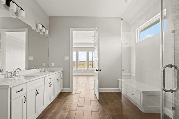 Bathroom, Dual Sink Vanities, Glass Shower, Interior