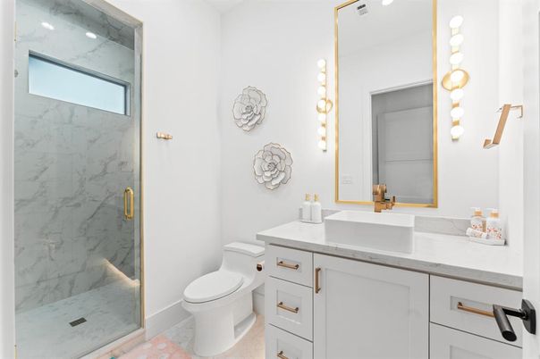 Bathroom, Glass Shower, Interior, Marble Walls