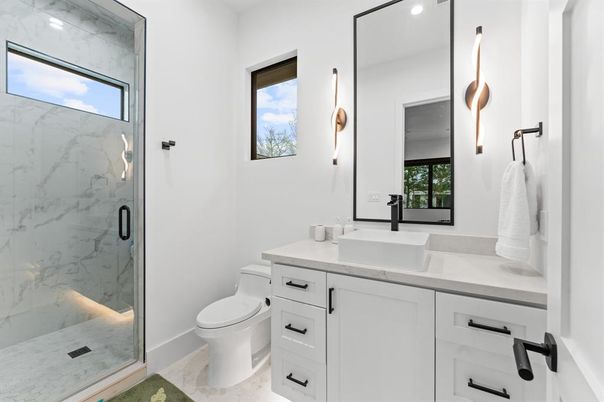 Bathroom, Glass Shower, Interior, Marble, Marble Walls
