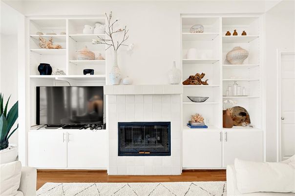 Fireplace, Interior, Wood Texture Flooring