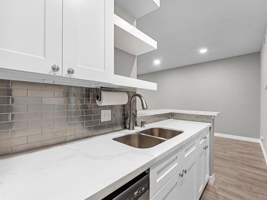 Interior, Kitchen, Recessed Lighting, Wood Texture Flooring
