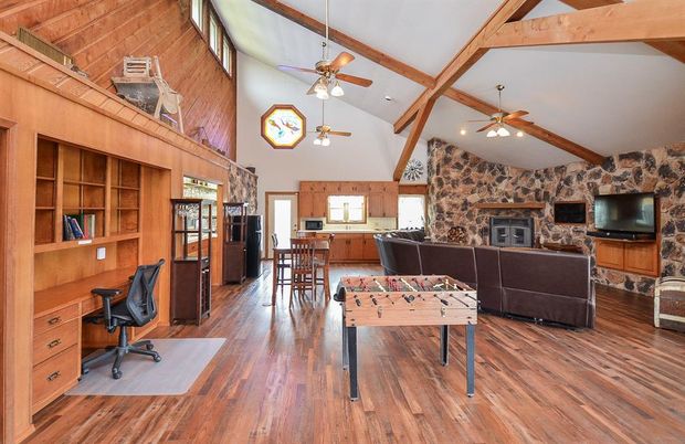 Fireplace, Interior, Wooden Beams, Wood Texture Flooring