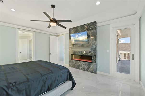 Bedroom, Fireplace, Interior, Recessed Lighting