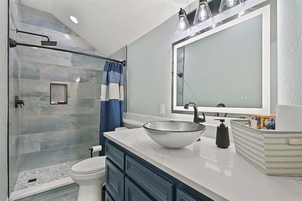 Bathroom, Glass Shower, Interior, Recessed Lighting