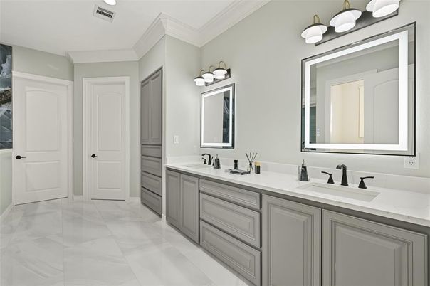 Bathroom, Dual Sink Vanities, Interior, Marble